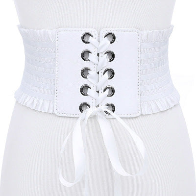 Ladies Fringed Bow Tie Belt Belt Super Wide Girdle Fashion Skirt Bandage Decoration Girdle Korean Version Of All-Match Female