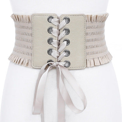 Ladies Fringed Bow Tie Belt Belt Super Wide Girdle Fashion Skirt Bandage Decoration Girdle Korean Version Of All-Match Female