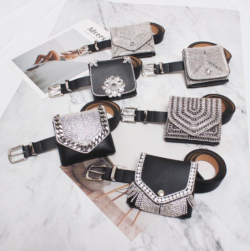 Rhinestone Flash Diamond Chain Diagonal Shoulder Handbag Belt Decoration