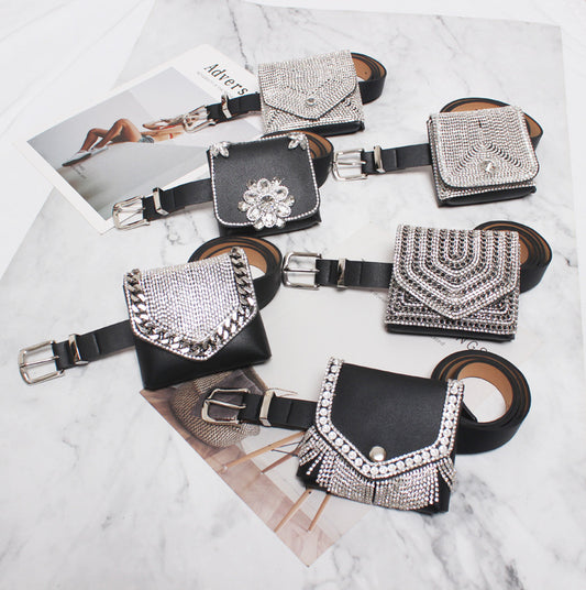 Rhinestone Flash Diamond Chain Diagonal Shoulder Handbag Belt Decoration