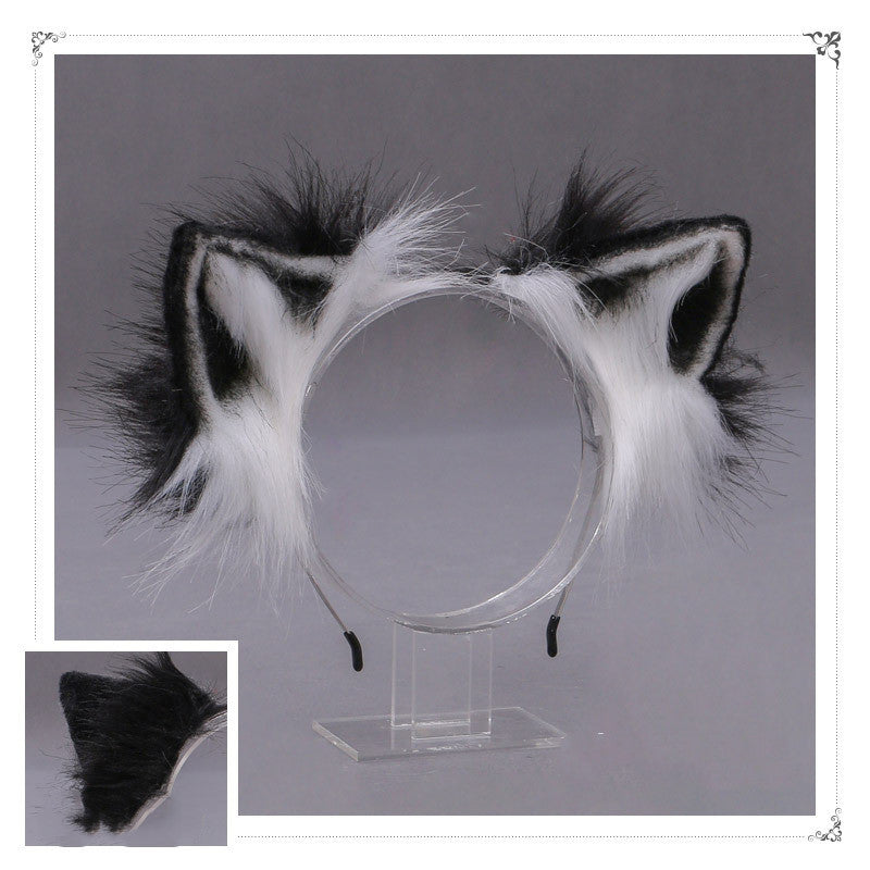 A Drop-In Japanese Lolita Headwear Cat Ears Fox Plush Hairpin Hair Accessories Hand-Made Simulation Beast Ears Headband