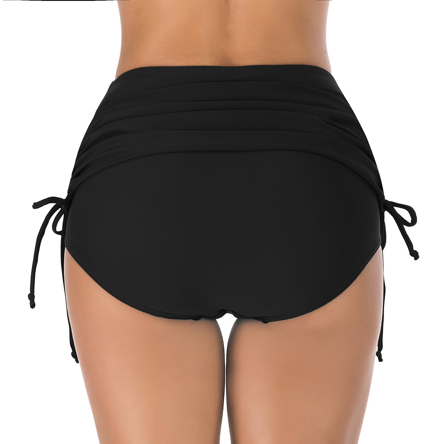 Leisure Vacation Ladies Split Swimming Skirt Pure Color Adjustable High Waist Swimming Trunks