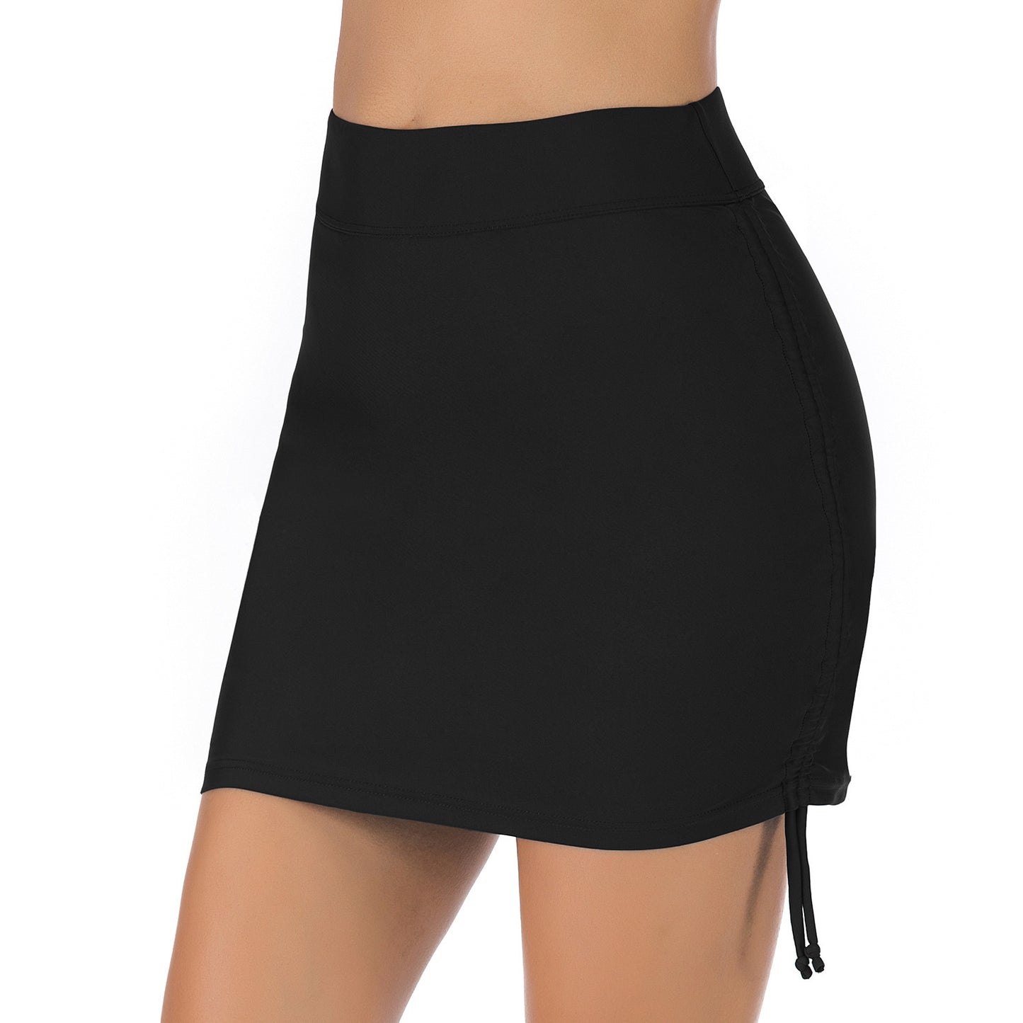 Leisure Vacation Ladies Split Swimming Skirt Pure Color Adjustable High Waist Swimming Trunks
