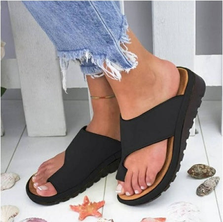 Sandals And Slippers Female Summer New Style Aliexpress Solid Color Flat With Toe Ladies Foreign Trade Plus Size 43 Sandals Wholesale
