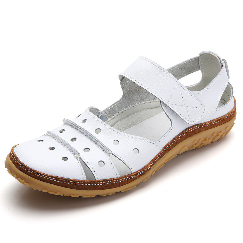 Sandals hollow hole shoes leather peas shoes