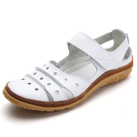 Sandals hollow hole shoes leather peas shoes