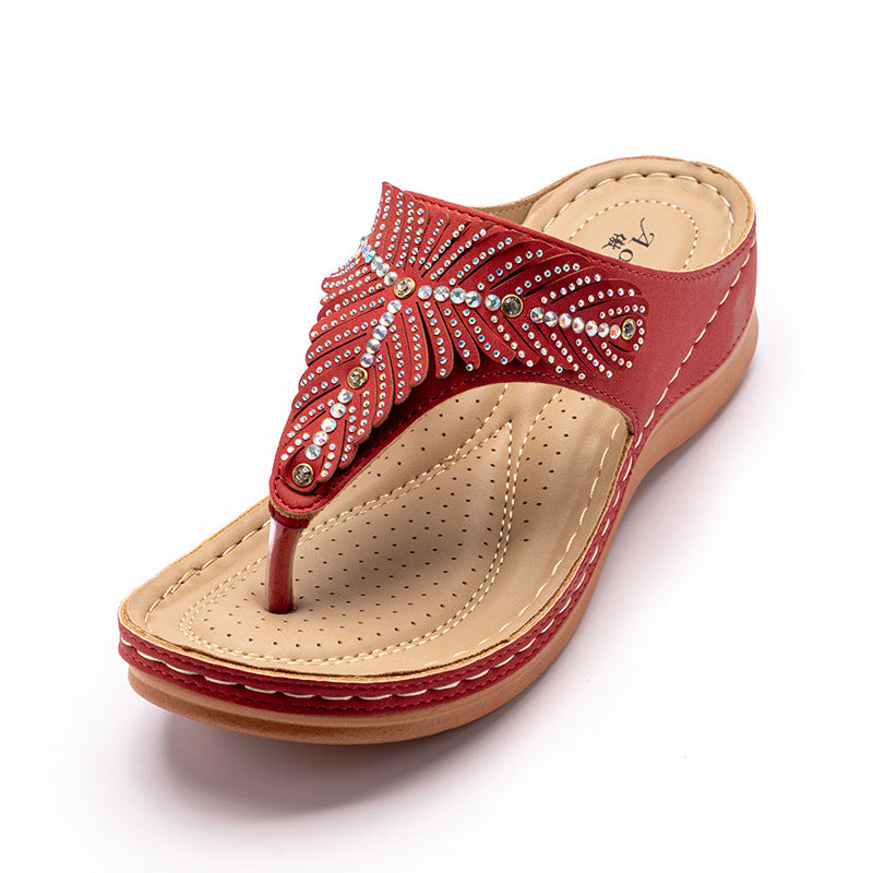 Fashion Rhinestone Wedge Sandals Foreign Trade Leisure Vacation Flip Flops