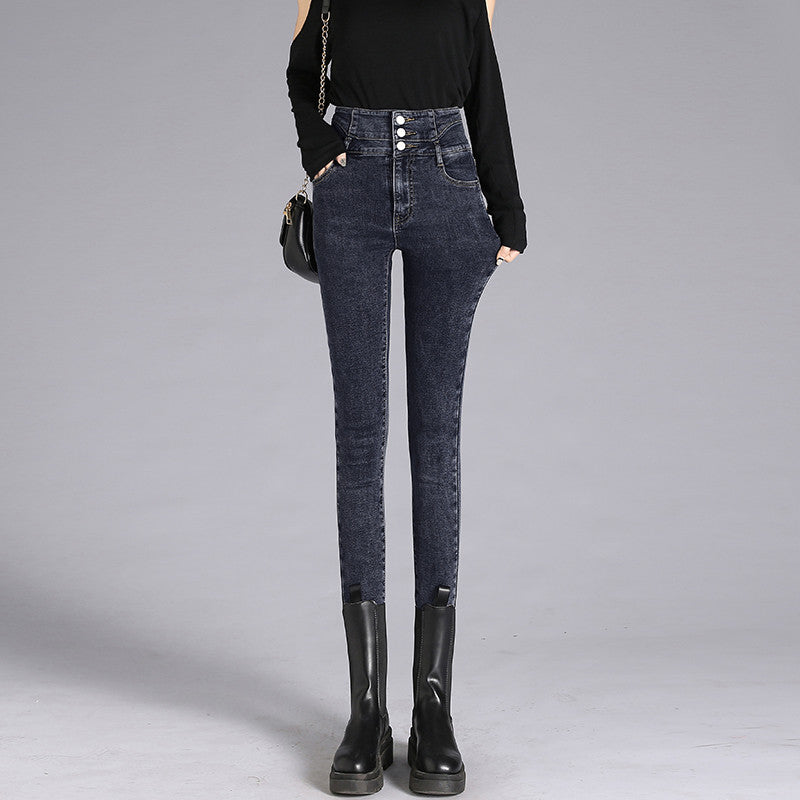 High-waisted Jeans Skinny Black Pencil Pants