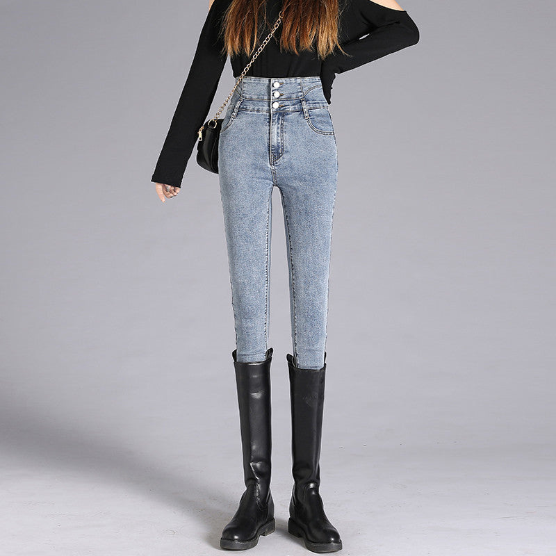 High-waisted Jeans Skinny Black Pencil Pants