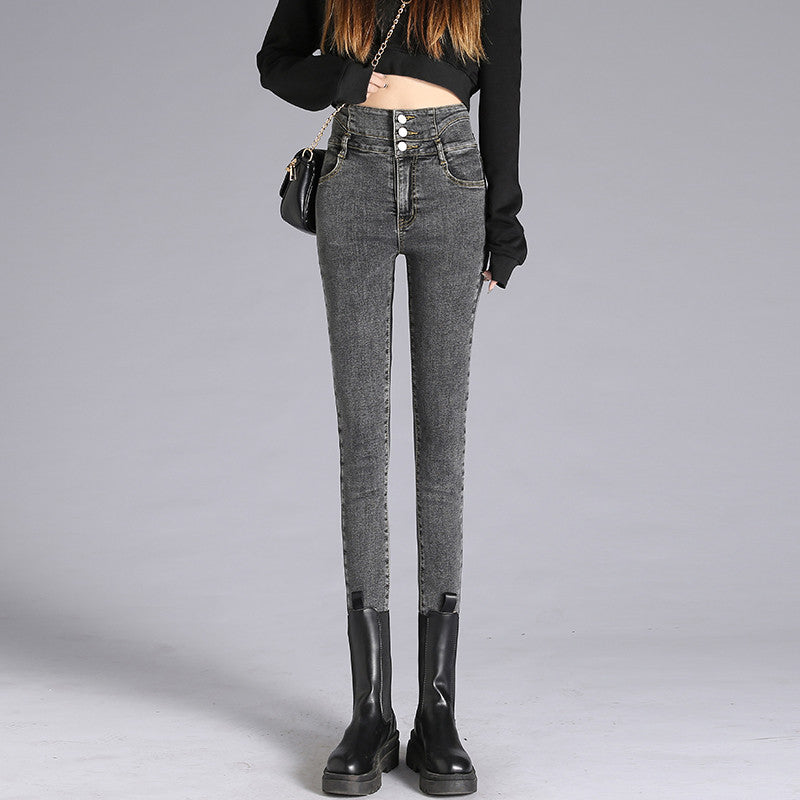 High-waisted Jeans Skinny Black Pencil Pants