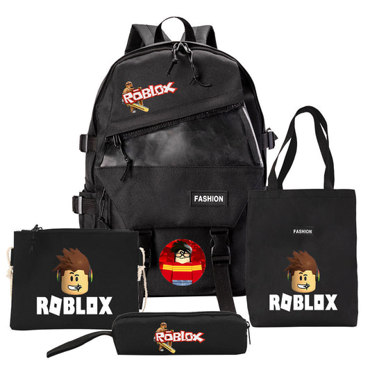 Four-piece Backpack Men And Women Student Pencil Bag Canvas Bag
