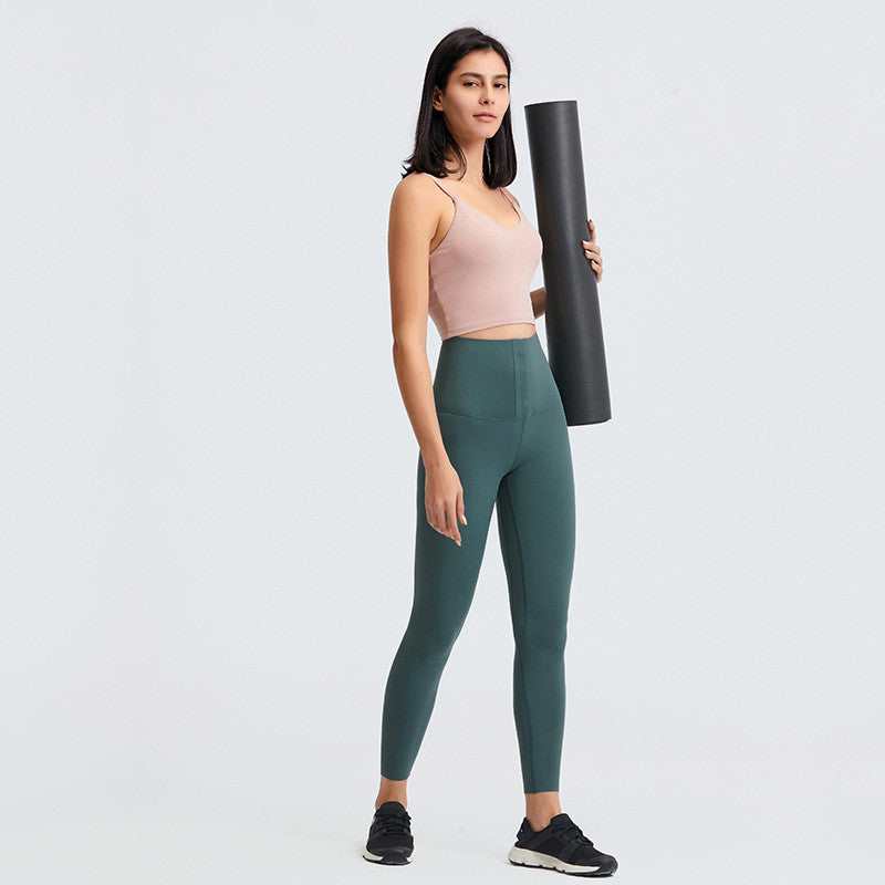 Nude High Waist Breasted Yoga Pants Hips And Abdomen