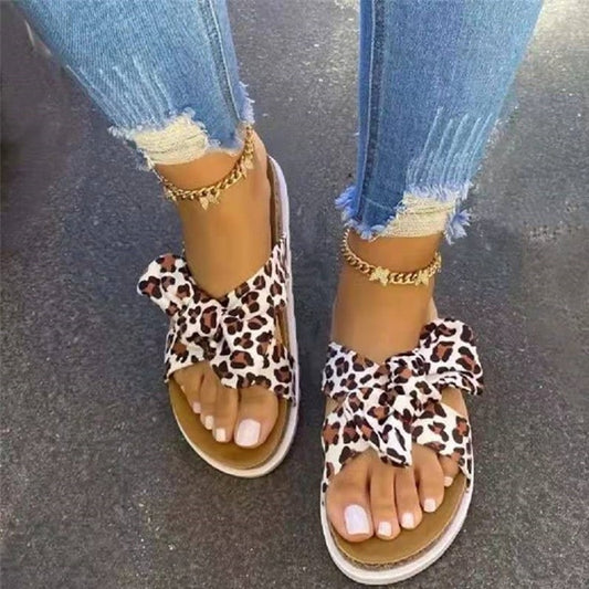 Summer New Thick Soled Beach Bowknot Slippers Women