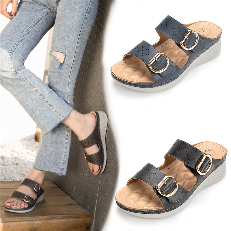 European And American Sandals Women's Simple Metal Buckle Sports Style