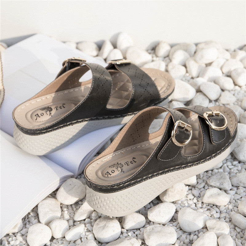 European And American Sandals Women's Simple Metal Buckle Sports Style
