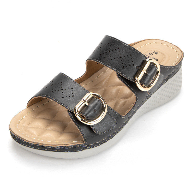 European And American Sandals Women's Simple Metal Buckle Sports Style