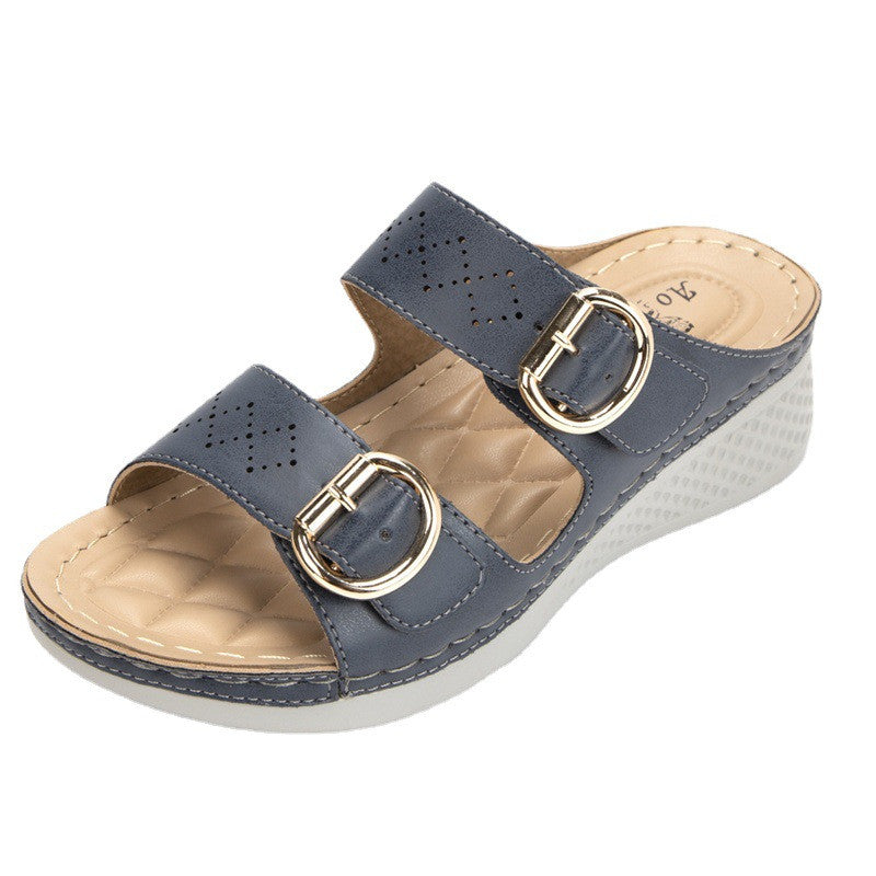 European And American Sandals Women's Simple Metal Buckle Sports Style