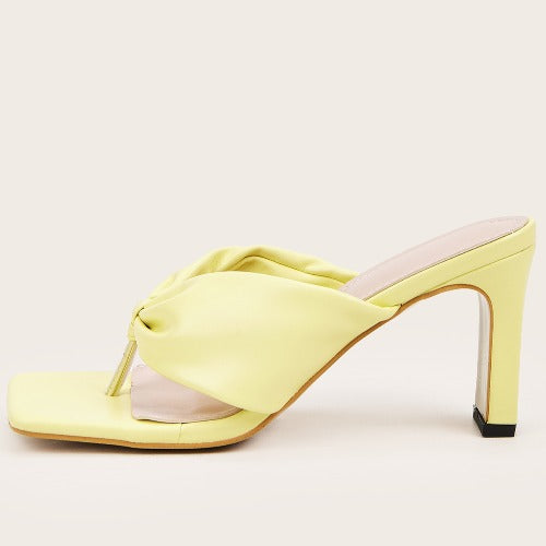 Macaron Sexy Modern Trendy Fan Feet Wide Flip-flops High Heels European And American Atmosphere