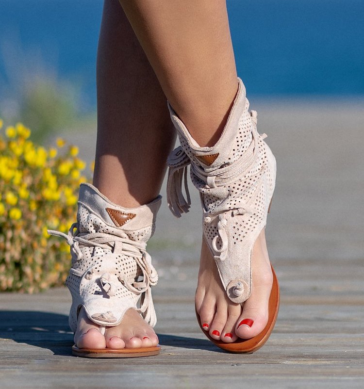 Plus Size Sandals Women European And American Flat Tassel Hollow Flip Flops Wish