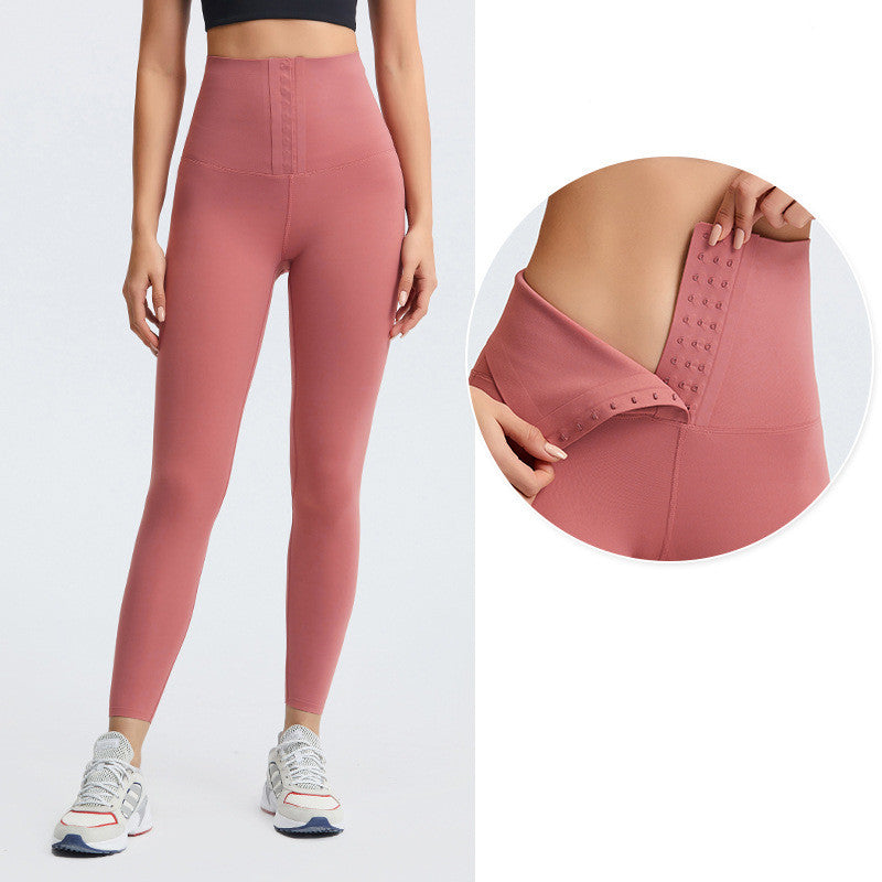 Nude High Waist Breasted Yoga Pants Hips And Abdomen