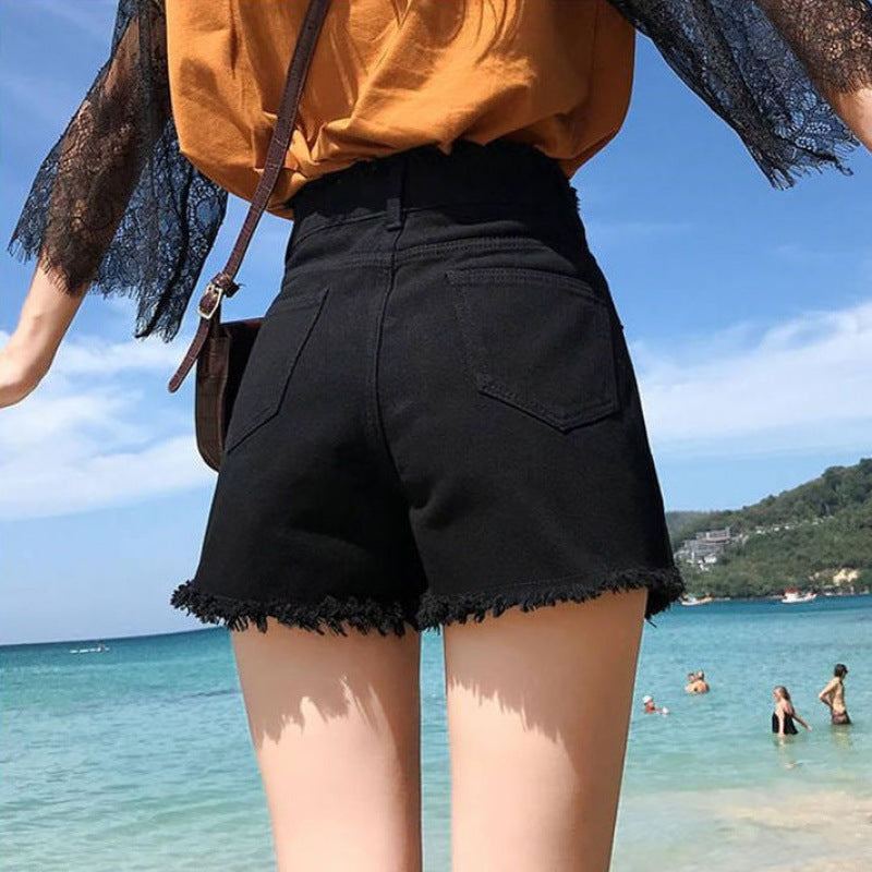 Women's Ninth Pants Ripped High Waist Jeans