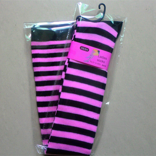 Pure Cotton Over-The-Knee Long Socks, Colorful Striped Base Socks, Pure Campus Style, High-Top Long Socks