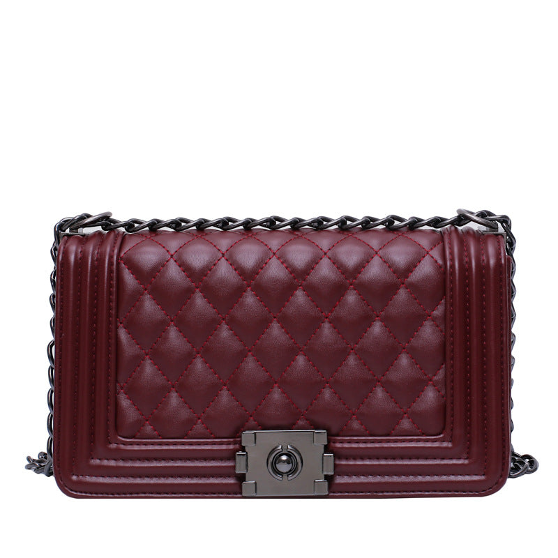 New Style Messenger Bag, Shoulder Bag, Women'S New Style Pu Embroidered Thread Small Square Bag