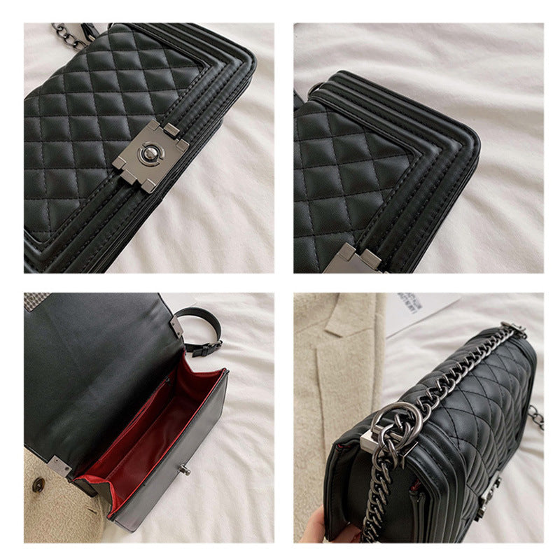 New Style Messenger Bag, Shoulder Bag, Women'S New Style Pu Embroidered Thread Small Square Bag