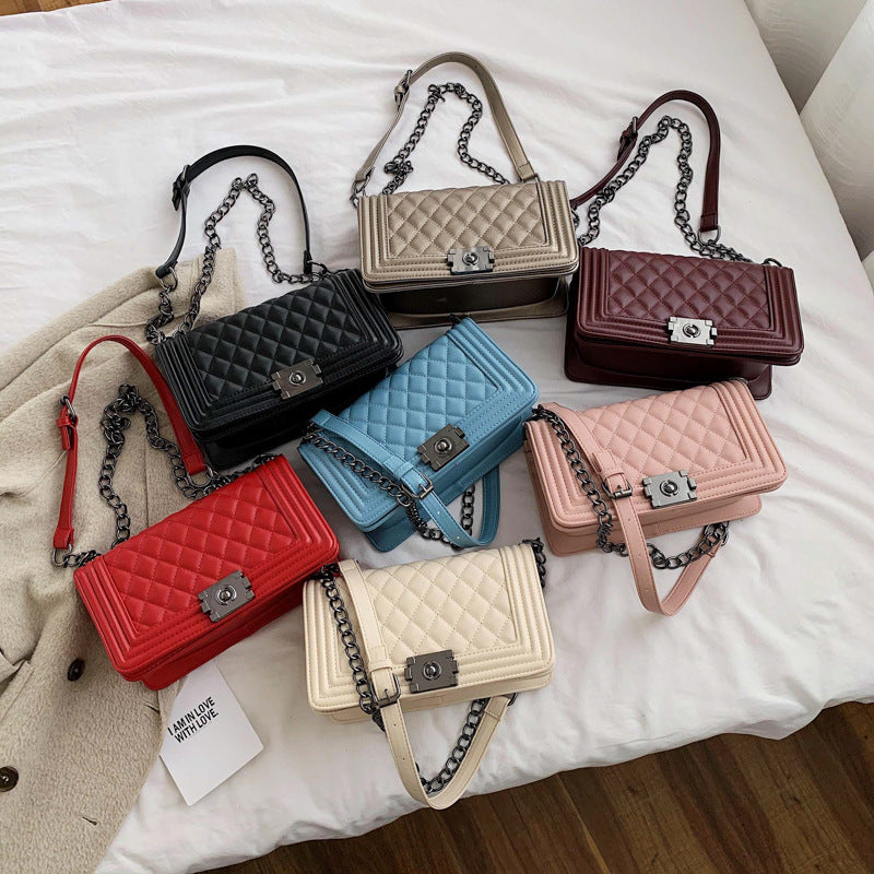 New Style Messenger Bag, Shoulder Bag, Women'S New Style Pu Embroidered Thread Small Square Bag