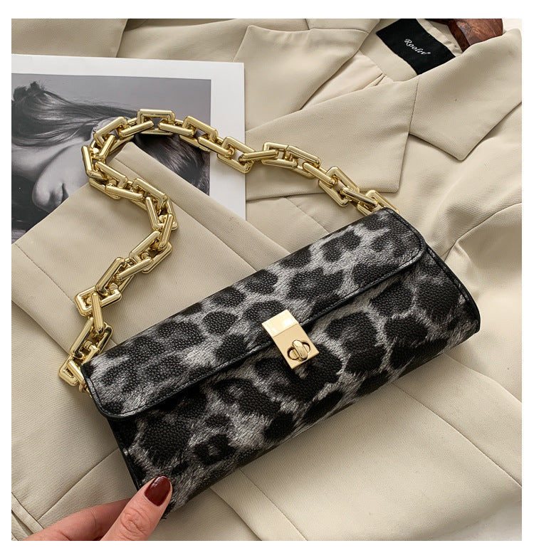 Small Bag Women's Autumn New Trendy Fashion Hit Color Shoulder Bag Trendy Wild Foreign Chain Armpit Baguette Bag