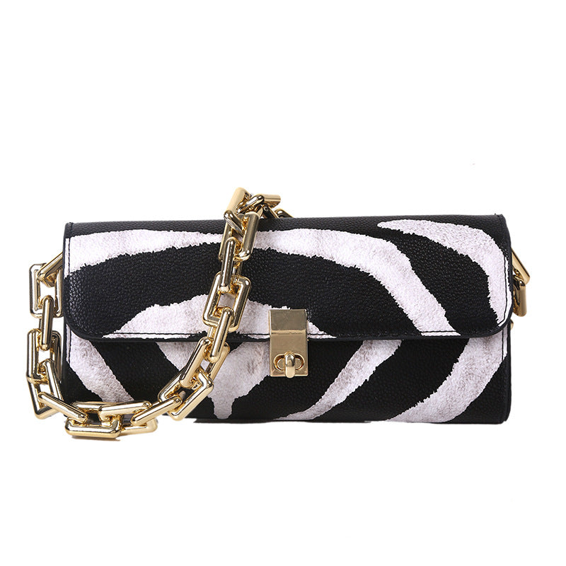 Small Bag Women's Autumn New Trendy Fashion Hit Color Shoulder Bag Trendy Wild Foreign Chain Armpit Baguette Bag