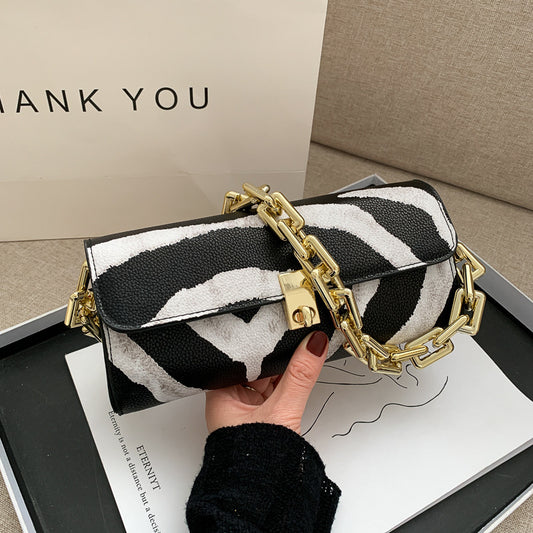 Small Bag Women's Autumn New Trendy Fashion Hit Color Shoulder Bag Trendy Wild Foreign Chain Armpit Baguette Bag