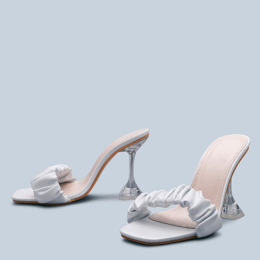 Sandals And Slippers Women'S Summer High-Heeled Shoes With Stiletto Square Head Half Slippers