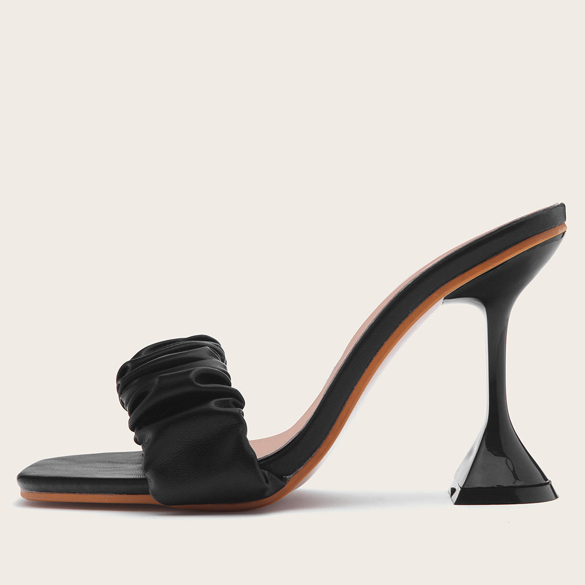 Sandals And Slippers Women'S Summer High-Heeled Shoes With Stiletto Square Head Half Slippers
