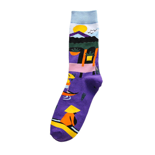 Occident Fashion Colorful Print Socks Women