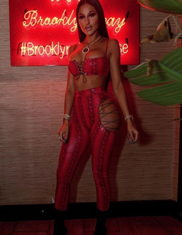 Tube Top Hollow Drawstring Sleeveless Two-piece Suit