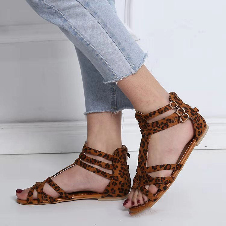Ladies Ethnic Style Buckle Flat Roman Sandals
