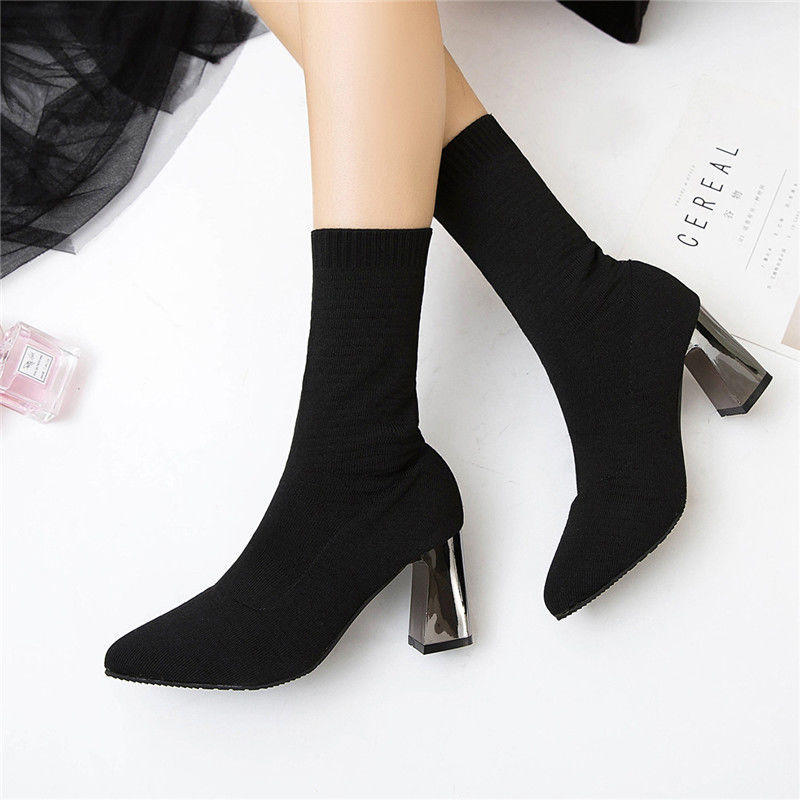 Socks pointed toe boots