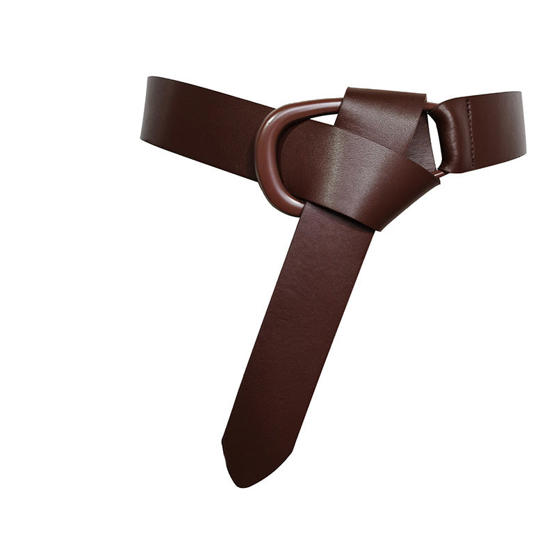 Coat Wide Belt, Female Knotted Decoration, Wild Waist Belt With Suit Dress, Cowhide Corset
