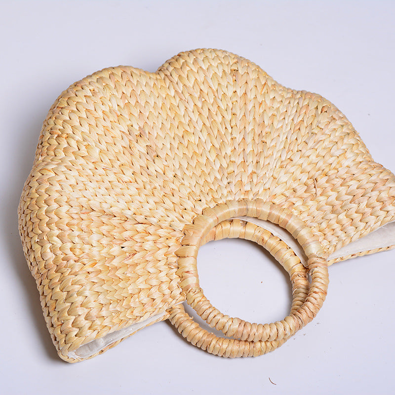 Ins Handmade High-Value Photo Artifact Straw Woven Wave Moon Bag Handmade Bag