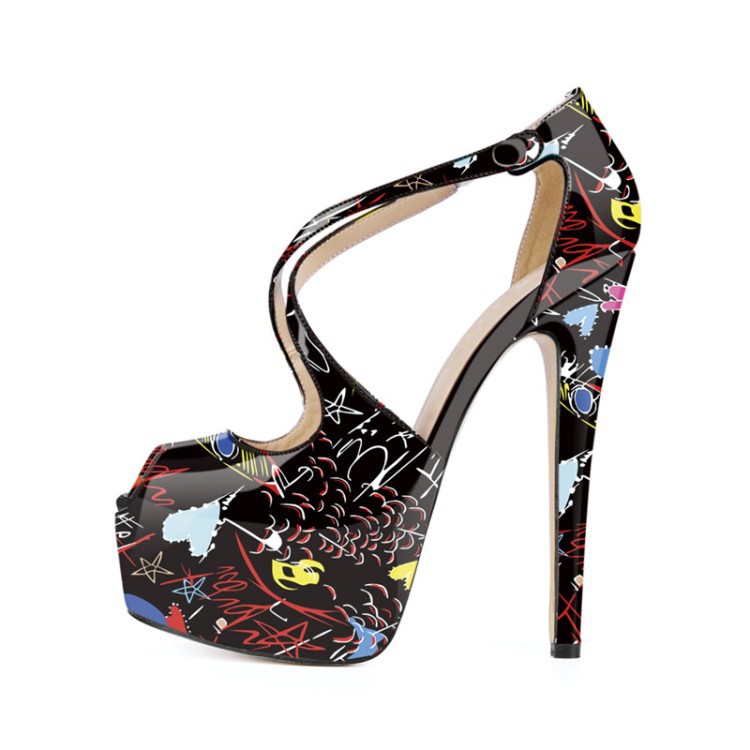Platform Graffiti High Heel Sandals