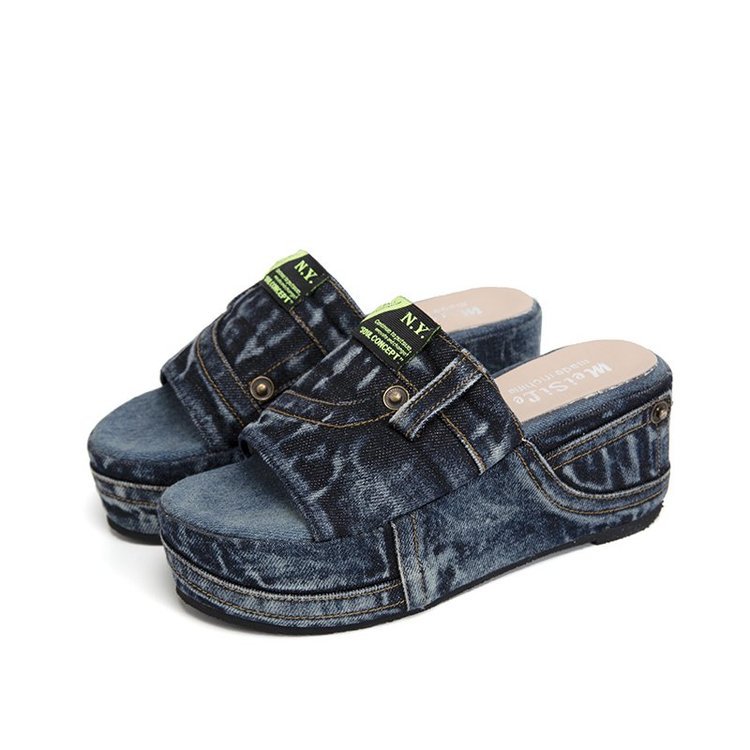 Sandals And Slippers Women'S Outer Wear Sponge Cake Non-Slip Beach Slippers