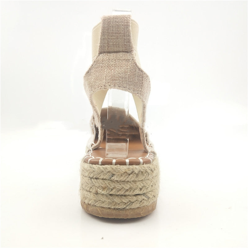 Hemp Rope Slope Heel Buckle Female Sandals