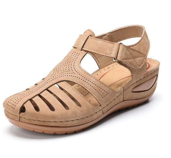 Baotou Hollow One-line Wedge Sandals