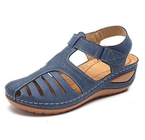 Baotou Hollow One-line Wedge Sandals