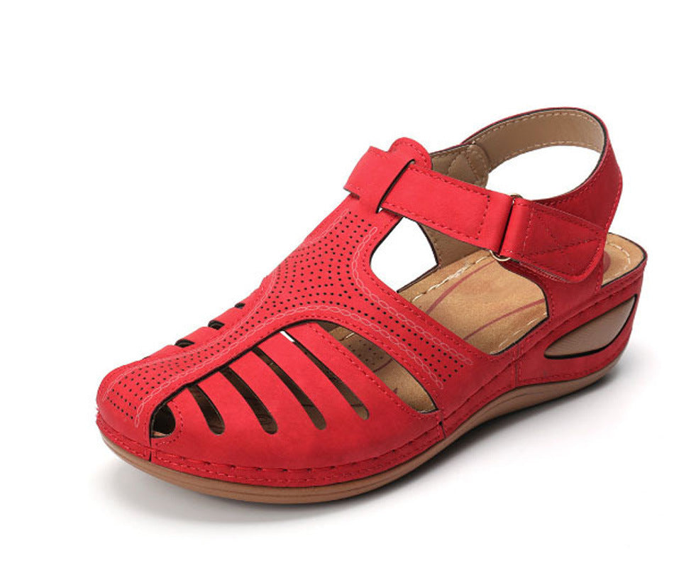 Baotou Hollow One-line Wedge Sandals