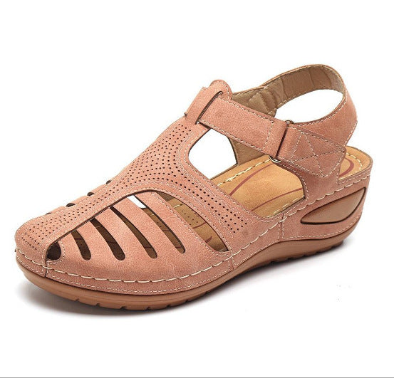Baotou Hollow One-line Wedge Sandals