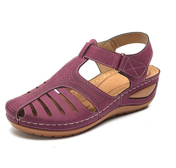 Baotou Hollow One-line Wedge Sandals