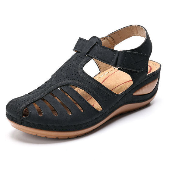 Baotou Hollow One-line Wedge Sandals