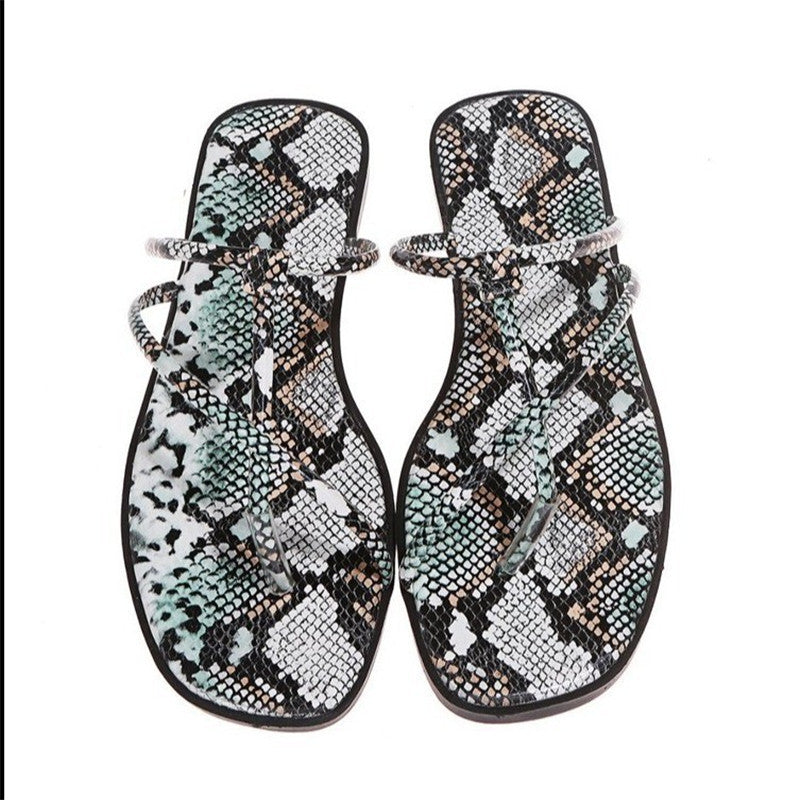 Comfortable Flat-bottomed Simple Square Head Outdoor Slippers
